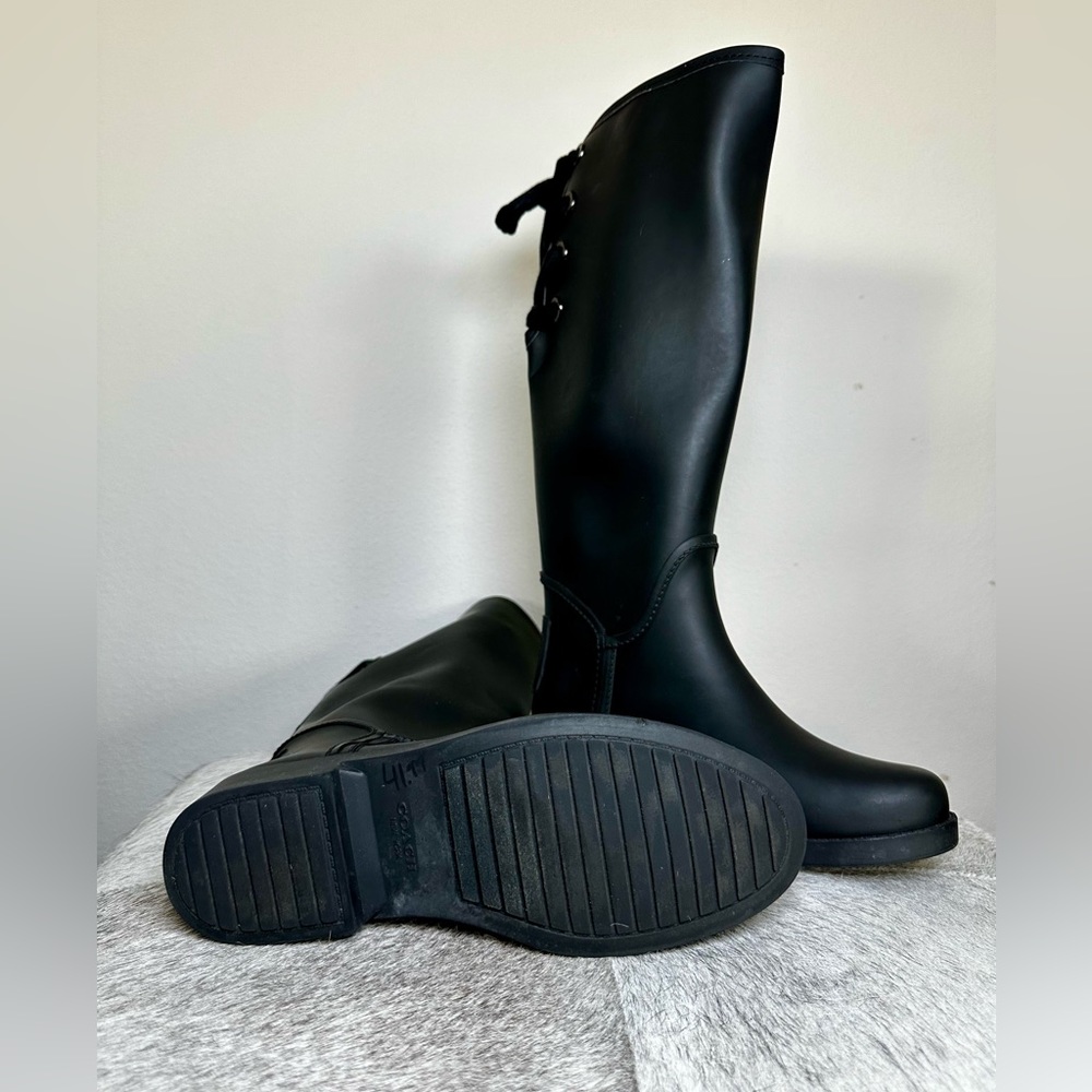 Tall Coach Rain Boots, women’s size 6